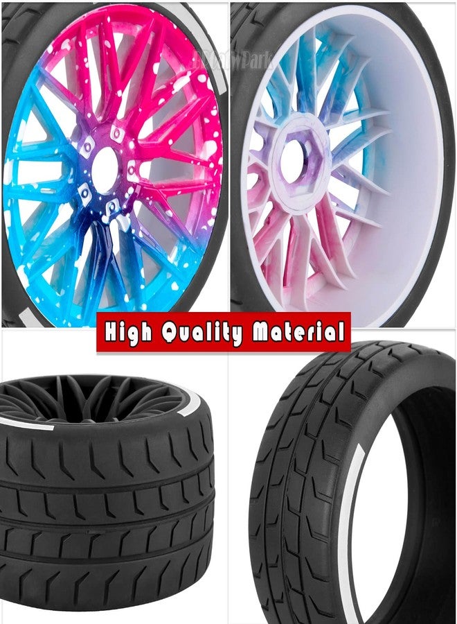 عجلات وإطارات BRCatWPark RC لسيارة Felony 6S BLX بمقياس 1/7، إطارات مطاطية للطرق السريعة، 4 قطع من إطارات الطرق السريعة الناعمة لسيارات الانجراف RC، أزرق وردي - Image 5